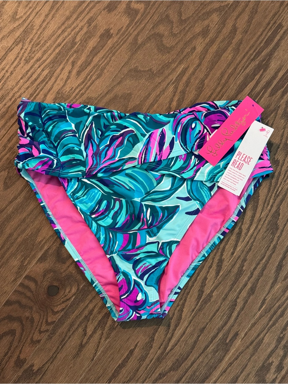 NWT Lilly Pulitzer Teal and Hot Pink Tropical Bikini Bottom